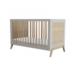 Theo Bebe Babybett Marelia Lune 60x120 hellgrau-Rattan