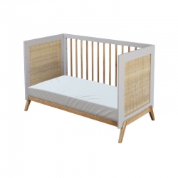 Theo Bebe Babybett Marelia Lune 60x120 hellgrau-Rattan