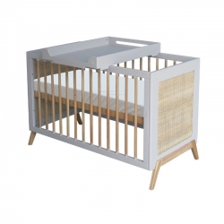 Theo Bebe Babybett Marelia Lune 60x120 hellgrau-Rattan