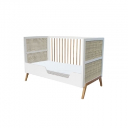 Theo Bebe Babybett Marelia Neige 70x140 wei-Rattan