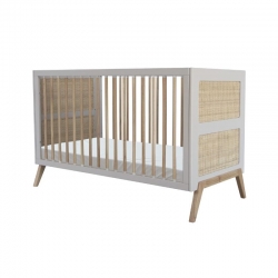 Theo Bebe Babybett Marelia Lune 70x140 hellgrau-Rattan