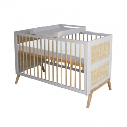 Theo Bebe Babybett Marelia Lune 70x140 hellgrau-Rattan