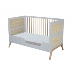 Theo Bebe Babybett Marelia Lune 70x140 hellgrau-Rattan