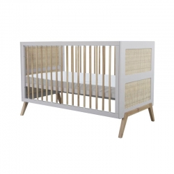 Theo Bebe Babybett Marelia Lune 70x140 hellgrau-Rattan