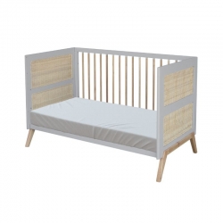 Theo Bebe Babybett Marelia Lune 70x140 hellgrau-Rattan