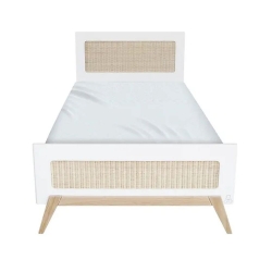 Theo Bebe Kinderbett Marelia Neige wei-Rattan 90x200