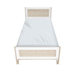 Theo Bebe Kinderbett Oceania Neige wei-Rattan 90x200