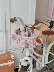 Fahrradkorb fr Kinder Rattan rosa