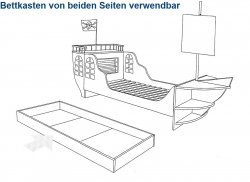 Piratenbett mit Schublade 70x160 cm