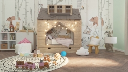 Kinderbett Haus mit Dach und Schublade