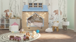 Kinderbett Haus mit Dach und Schublade