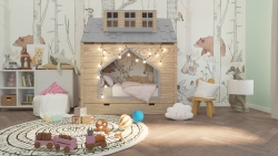 Kinderbett Haus mit Dach und Schublade