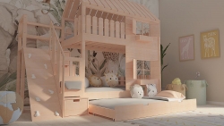 Hochbett Haus Leo mit Kletterwand