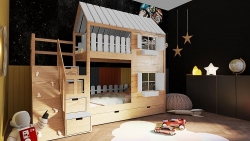 Hochbett Haus Leo mit Kletterwand