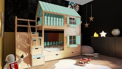 Hochbett Haus Leo mit Kletterwand