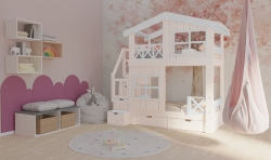 Hochbett Haus Leni mit Treppe