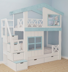 Hochbett Haus Leni mit Treppe