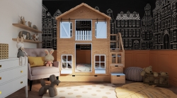 Hochbett Haus Laura mit Dachziegeln