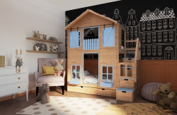 Hochbett Haus Laura mit Dachziegeln