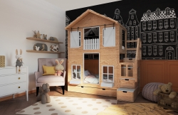 Hochbett Haus Laura mit Dachziegeln