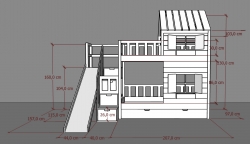 Hochbett Haus Noah mit Treppe und Rutsche