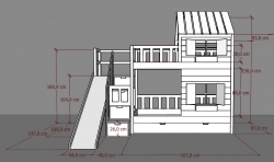 Hochbett Haus Noah mit Treppe und Rutsche