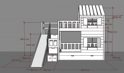Hochbett Haus Noah mit Treppe und Rutsche