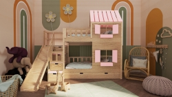 Hochbett Haus Noah mit Treppe und Rutsche