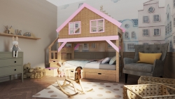 Hochbett Haus Matteo mit Treppe