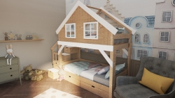 Hochbett Haus Matteo mit Treppe