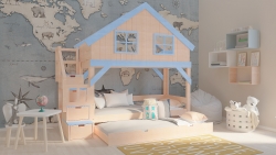 Hochbett Haus Matteo mit Treppe