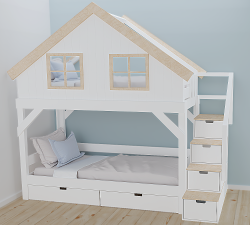 Hochbett Haus Matteo mit Treppe
