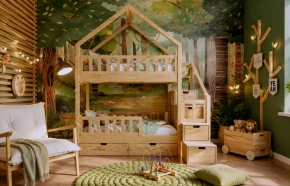 Hochbett Haus mit Stauraum